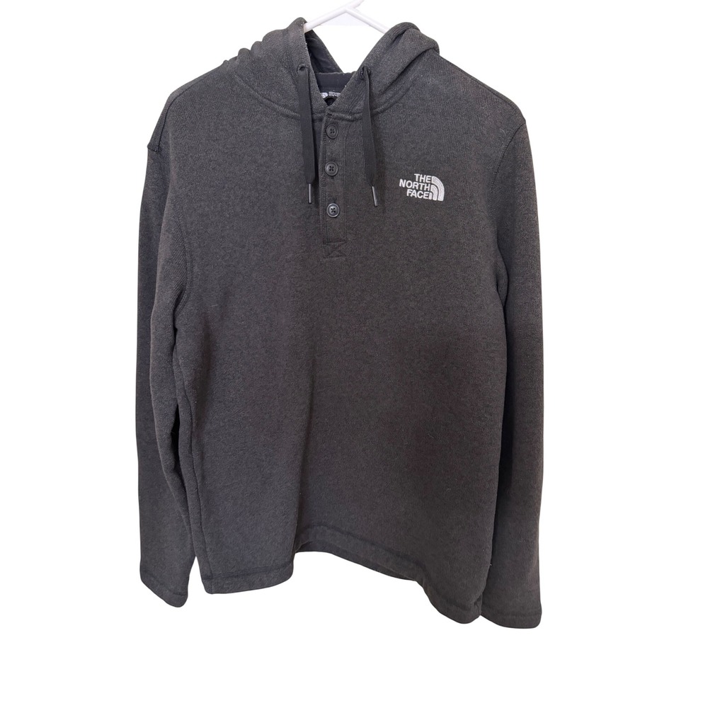 The North Face Mens Gordon Lyons Henley Hoodie Dark Grey Sweater Fleece Medium